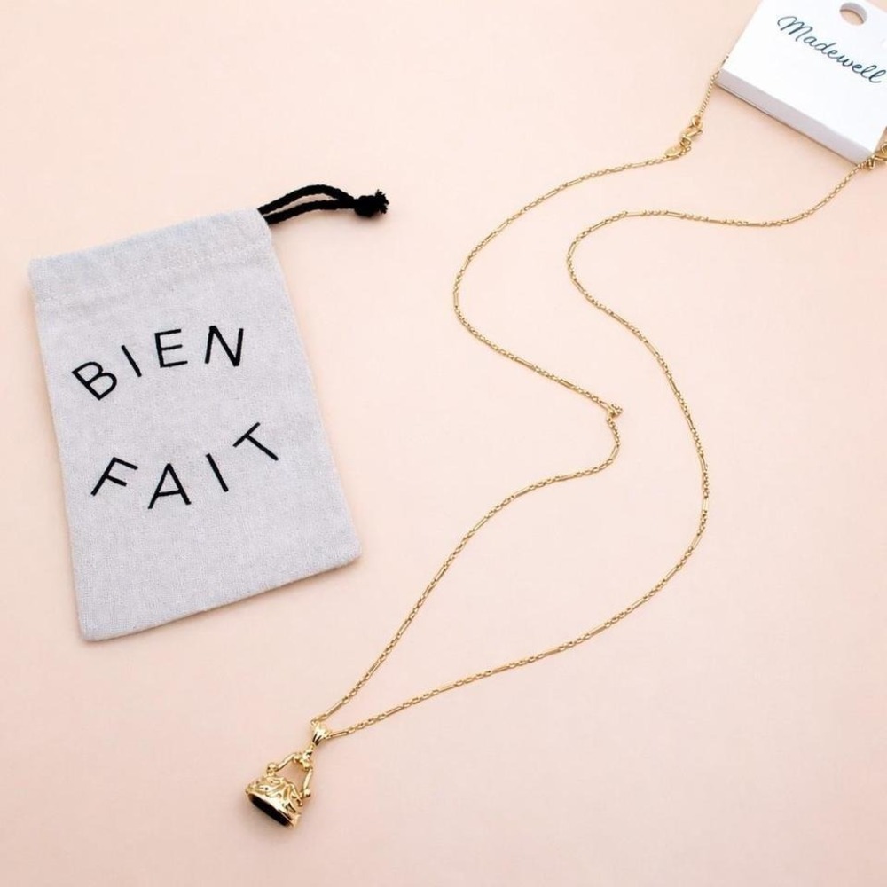 Madewell gold necklace with black stone - Picture 2 of 8
